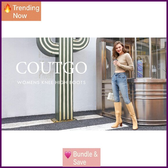 Knee High Boots Square Toe Chunky Block Heel Side Zipper Faux Suede - Picture 7 of 8